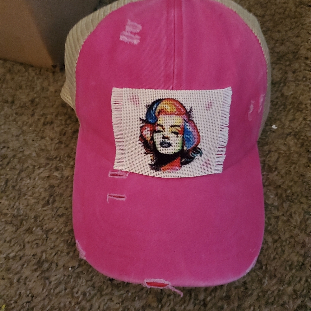 Pink ponytail baseball cap